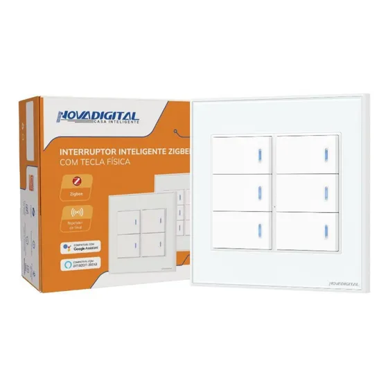 Interruptor Zigbee 4x4 6 Botões Físicos Alexa E Google 