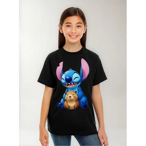 Camiseta  Remera Algodon Capibara Y Stitch
