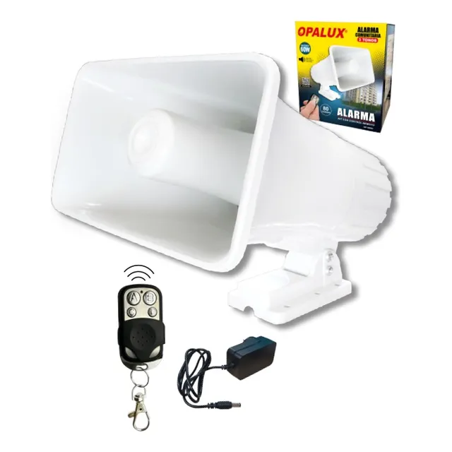 Sirena Alarma Comunitaria Con Control Remoto 3 Tonos 60w