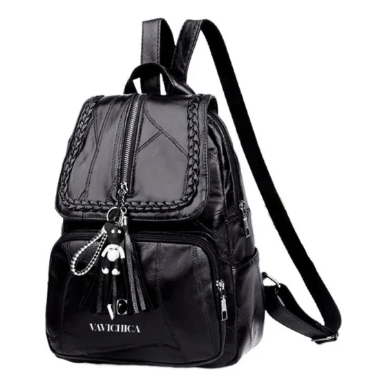 Mochila Feminina Vavichica Bolsa De Couro Pequeno Viagem Cor Preto Desenho Do Tecido Pano Oxford