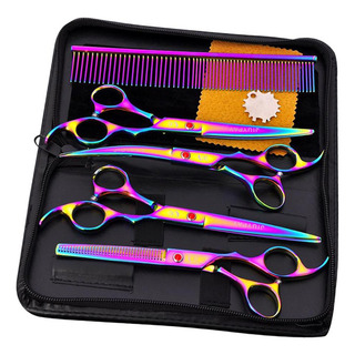 Tijeras De Peluquería Para Mascotas 5 En 1 De 7 Multicolor Tijeras De Peluquería Para Mascotas 5 En 1 De 7 Multicolor