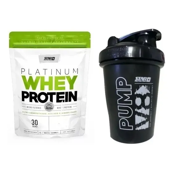 Whey Protein 2lbs Doypack Star Nutrition V/sabores + Vaso V8