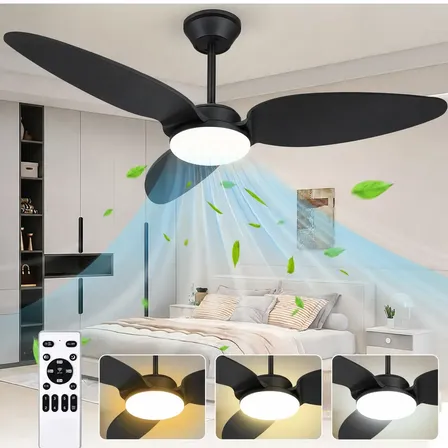 Ventilador De Teto Antuvi C/3luz E Controle Remoto,nível A 1.067 M 60hz Preto 127/220v Plástico 3