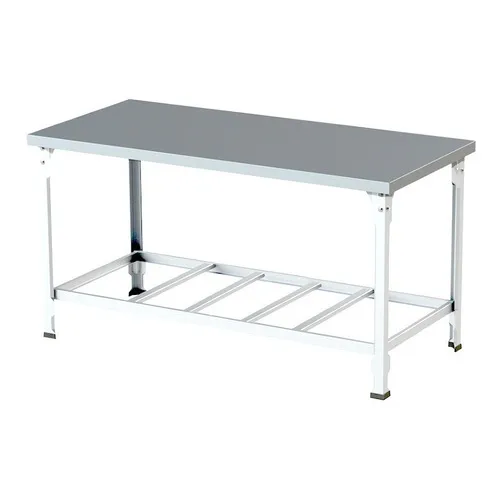 Mesa De Serviço Industrial Aço Inox 1,80x70 Com Prateleira