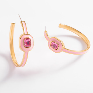 Pendientes De Aro Esmalte Rosa Y Piedra Fucsia Nice Pendientes De Aro Esmalte Rosa Y Piedra Fucsia Nice