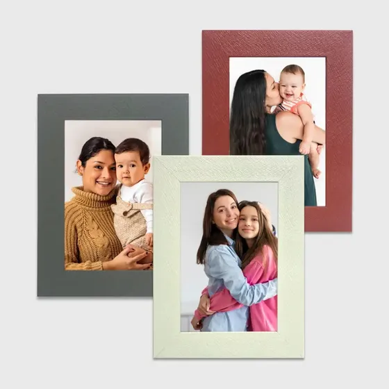 Juego De 6 Portarretratos Decorativos 4×6 Pulgadas Gris Oscuro Vinil