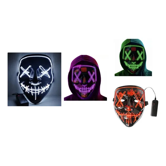 4 Mascara Para Halloween Mascara La Purga Led Colores Color 4 Pack Mod 2