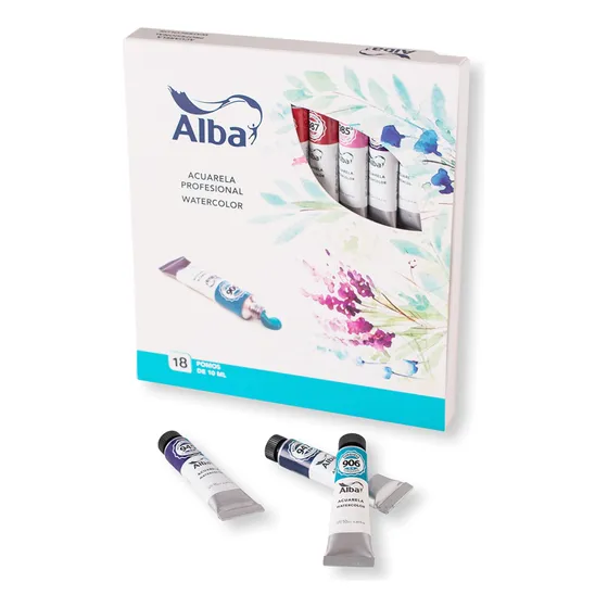 Set De Acuarelas Profesionales Alba X18 Pomos De 10 Ml Color