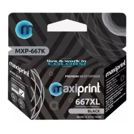 Cartucho Hp 667 Negro Compatible Maxiprint  1275, 2374