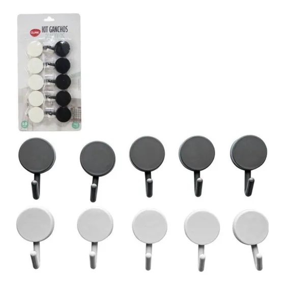 Kit 10 Ganchos Adesivo Parede Multiuso Banheiro Cozinha Pano