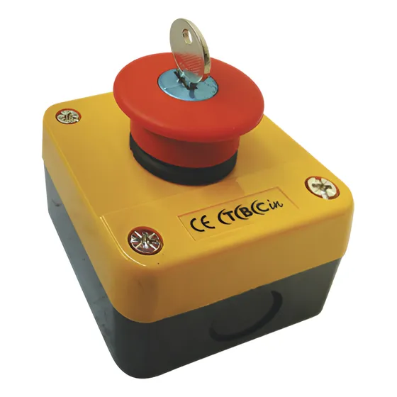 Caja Pulsador 22mm Parada Emergencia Con Llave 1 Nc Tbcin Color Negro/amarillo/rojo
