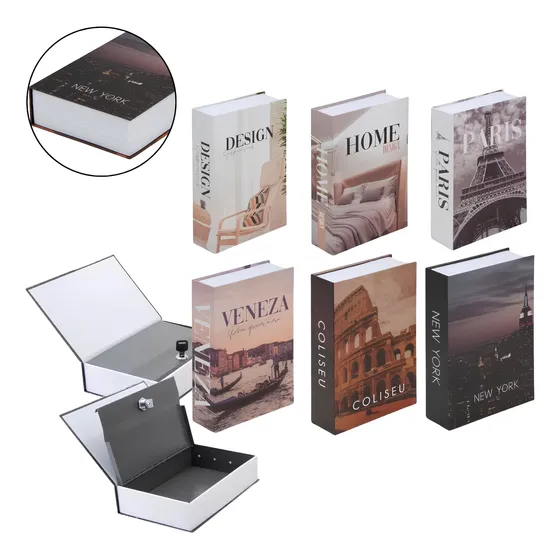 Cofre Camuflado Formato Livro Porta Joias Com Chave Realista Sortido