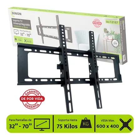 Soporte Tv Universal Regulable ±15°, 32-70'', 75kg, Dinon Negro