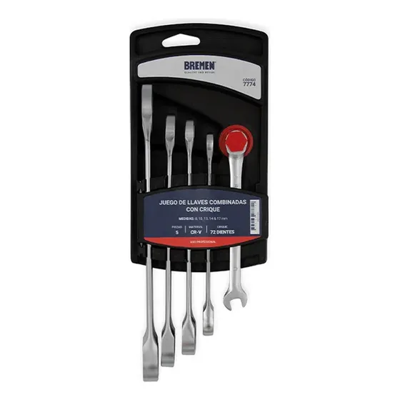 Juego Llave Combinadas Con Crique 8 A 17 Mm 5 Piezas