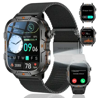 Relógio Inteligente Homem Smartwatch Esportivo Lanterna 1.96 Preto