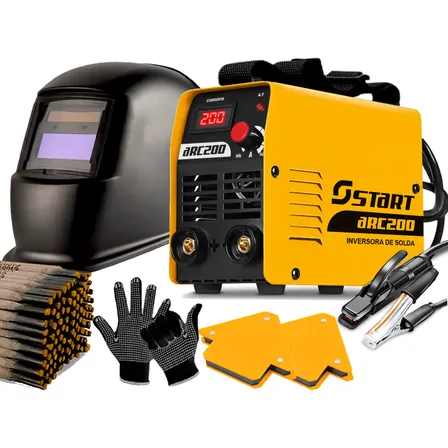Máquina De Solda Inversora 220v Eletrodo + Máscara De Solda Amarelo 220v