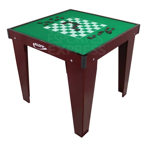 Mesa De Dominó Damas Xadrez Klopf Cód. 1078 Cor do Tecido Verde