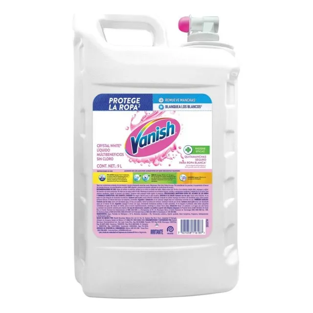 Quitamanchas Líquido Vanish Crystal White Ropa Blanca 9 Lts