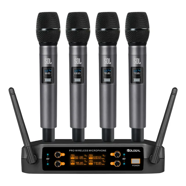Micrófonos Inalámbricos Recargable Dinámico Uhf 4 Piezas