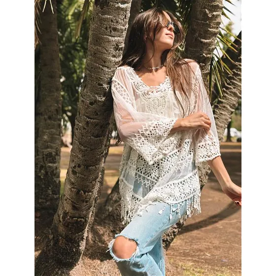 Blusa De Mujer Tunica Veresi Tull Bordado Arizona Gich5084
