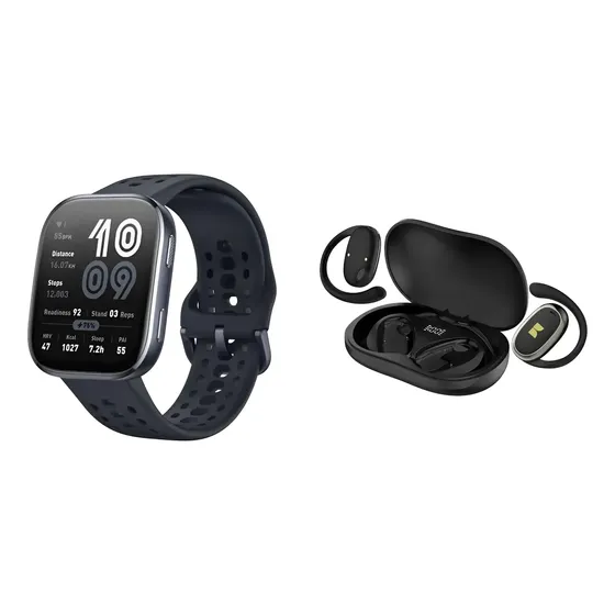 Kit Corrida: Smartwatch Amazfit Bip 6 Amoled Gps + Fone Monster Ac620 Open Ear Bluetooth 5.4