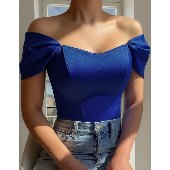 Blusa Tipo Corset Con Varillas En Satin Estilo Princesa