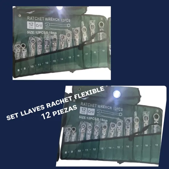 Llaves Inglesas Ajustables Wrench 12pcs Rachet Flexibles