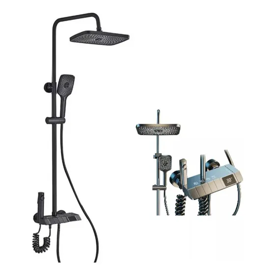 Ducha Columna Visor Digital 4 Funciones Inox Y Bidet