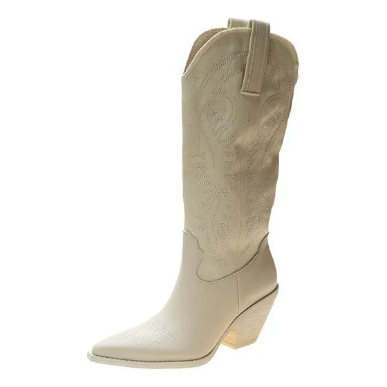 Botas De Vaquero Blancas Vintage De Moda Para Mujer