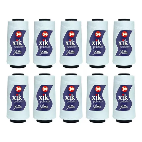 Kit 10 Linhas Para Costura Setta Xik 120 Tex28 2000j Branco