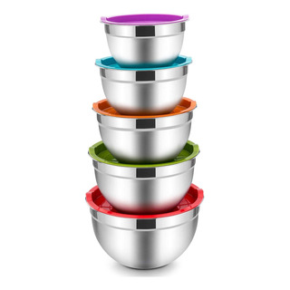 Juego Bowls Acero Inox Ensaladera Mezclar Cocina Multicolor Juego Bowls Acero Inox Ensaladera Mezclar Cocina Multicolor