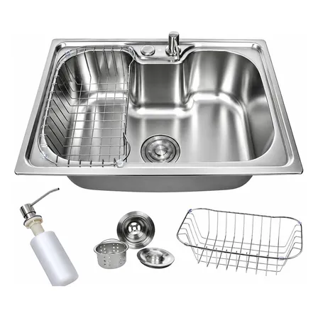 Pia Inox Cuba 60x43 Com Dispenser E Acessórios Prateado
