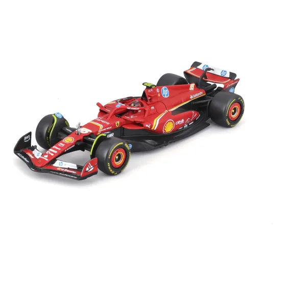 Auto Bburago F1 Ferrari Sf-24 2024 a Escala 1:43 con Casco 55 Sainz Color Rojo