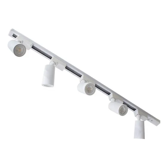 Kit Trilho Eletrificado 1,5m + 5 Spot Led 7w Preto Ou Branco Estrutura Branco/branco Luz 3000k Branco Quente 127/220v