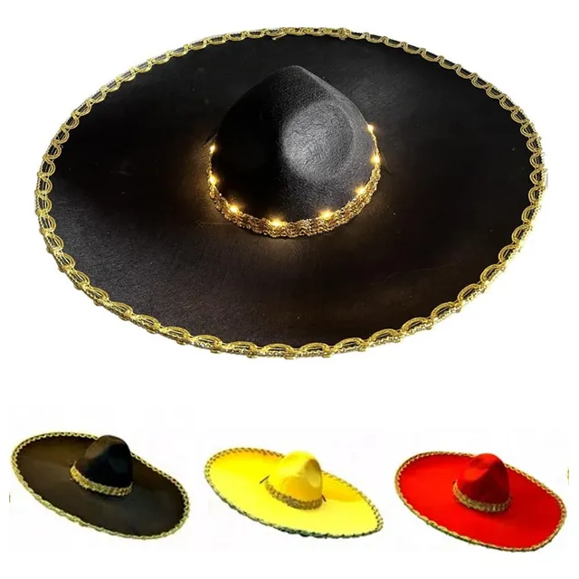 Sombrero Gorro Mexicano Mariachi Grande Luminoso Led