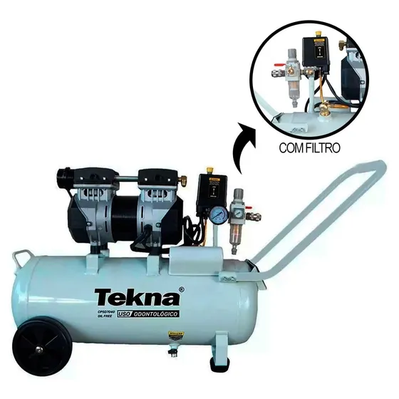 Compressor De Ar Odontológico 6,4 Pés 35l Cpsd7040 Tekna Cor Branco Fase elétrica Monofásica 220V