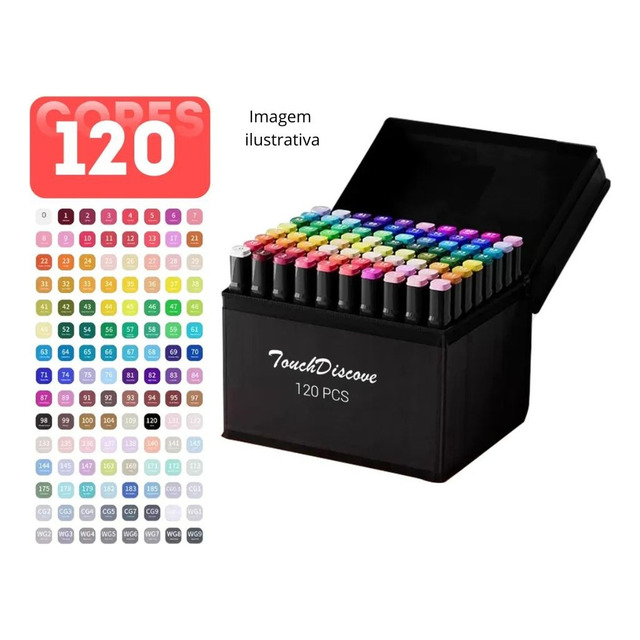Conjunto Canetas Marcador Canetinha Ponta Dupla 120cores Kit Conjunto Canetas Marcador Canetinha Ponta Dupla 120cores Kit