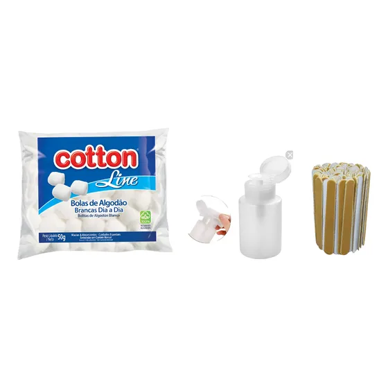Kit Manicure Pura Arte 180ml 100 Lixas 50g Algodão