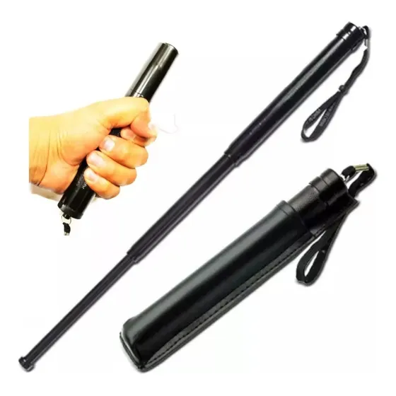Baston Seguridad Telescopico Flexible Defensa + Cachiporra