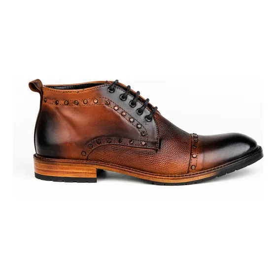 Bota Borcego Cuero Con Tachas Rutera Hombre