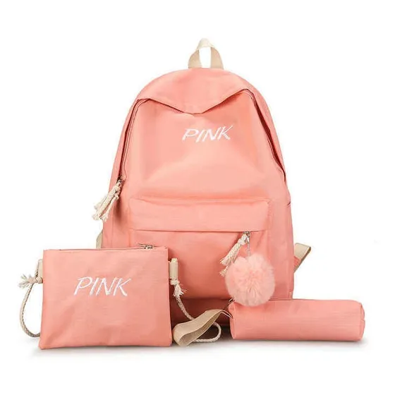 Bolso Escolar 3 En 1 Pink Rosado Mochila Morral