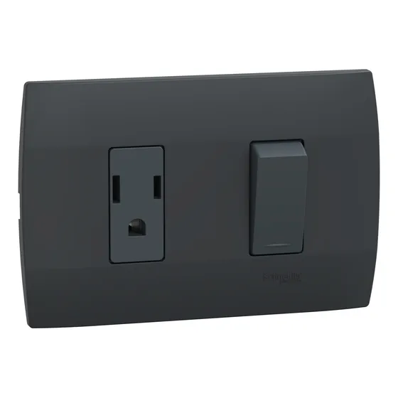 Caja Con 10 Placas Con Apagador Y Contacto Marisio Black