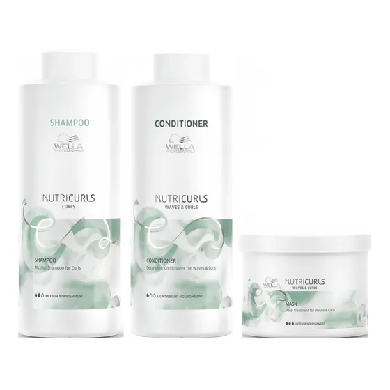 Shampoo Rizos Lt + Conditioner + Mascarilla Wella Nutricurls
