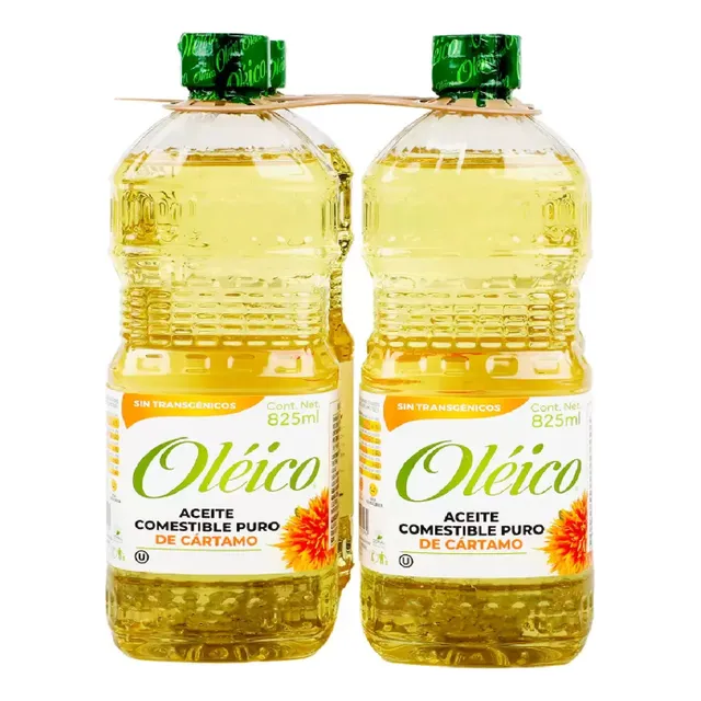 Oléico Aceite Comestible Puro De Cártamo 4 Pzas De 825 Ml