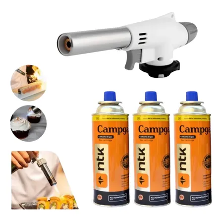 Kit 3 Refis Gás 227g C/ Maçarico Acendimento Automático