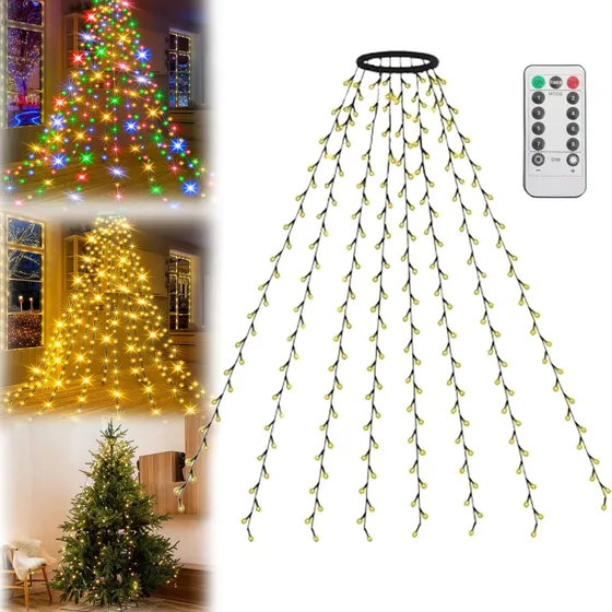 Luces Centelleantes En Cascada Para Árbol De Navidad, 8