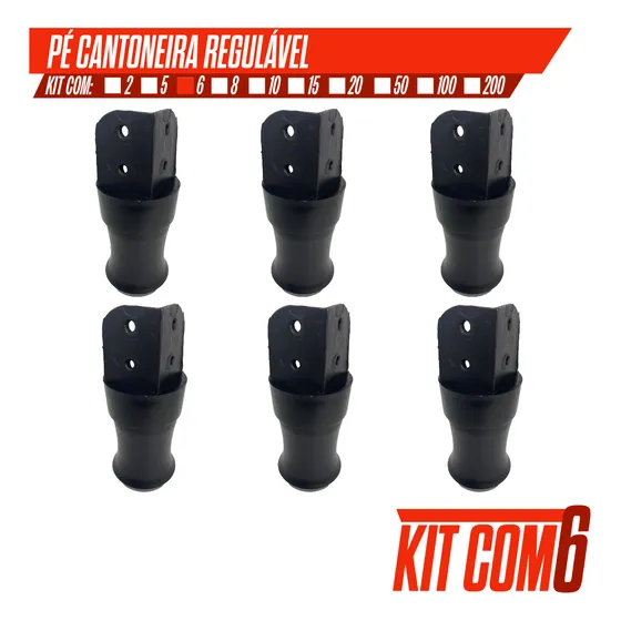 Kit 6 Pézinhos Para Cama Box Guarda Roupa Roupeiro 13,5mm