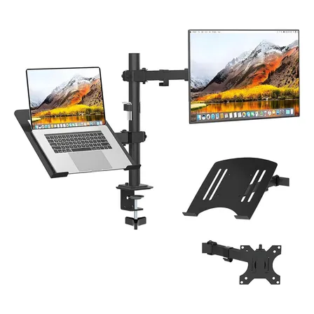 Soporte Monitor Y Notebook Brazo Articulado Escritorio Gamer Negro