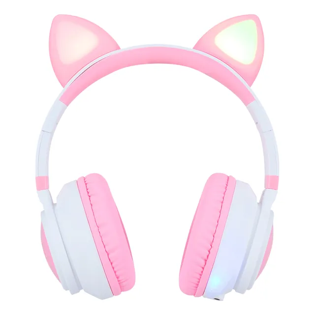 Audífonos Vorago Bluetooth /3.5mm 6hrs Rgb Rosa/blanco