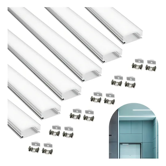 Kit 6 Metros Perfil Alumínio Sobrepor Slim P/ Fita Led Luz Branco 127/220v